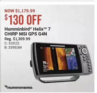 Cabela's Hummingbird helix 7 chirp msi gps g4n offer