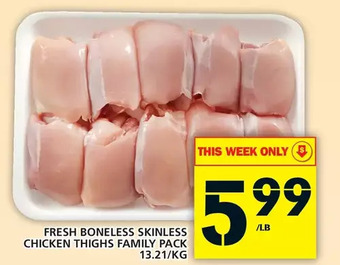 Food Basics Fresh boneless skinless chicken thighs family pack offer