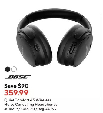 Staples Bose quietcomfort 45 wireless noise cancelling headphones offer
