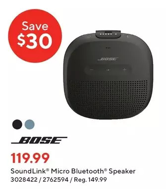 Staples Bose soundlink micro bluetooth speaker offer