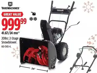 Canadian Tire Yard machines 208 cc 2-stage snowblower offer