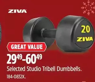 Canadian Tire Ziva studio tribell dumbbells offer