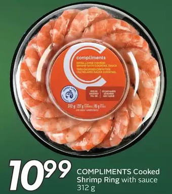 Sobeys Compliments cooked shrimp ring with sauce offer