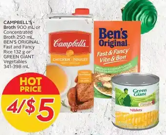 Sobeys Campbell's broth or concentrated broth, ben's original fast and fancy rice or green giant vegetables offer