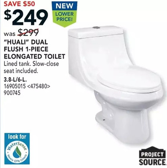 RONA Project source "huali" dual flush 1-piece elongated toilet offer