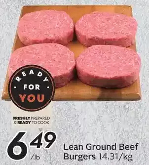 Sobeys Lean ground beef burgers offer