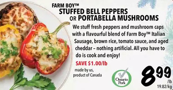Farm Boy Farm boy stuffed bell peppers or portabella mushrooms offer