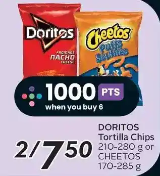 Sobeys Doritos tortilla chips or cheetos offer