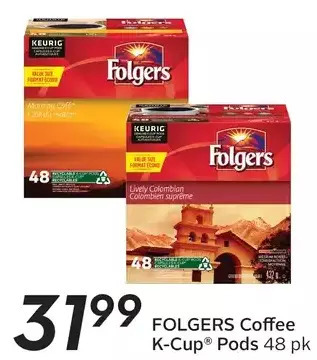 Sobeys Folgers coffee k-cup pods offer