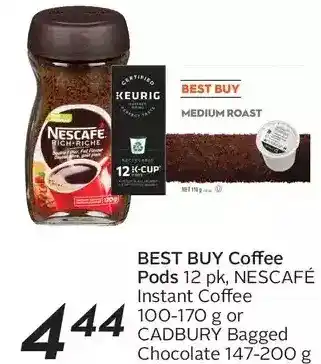 Sobeys Best buy coffee pods, nescafe instant coffee or cadbury bagged chocolate offer