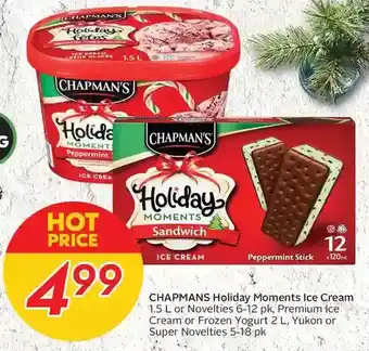 Sobeys Urban Fresh Chapman's holiday moments ice cream or novelties, premium ice cream or frozen yogurt, yukon or super novelties offer