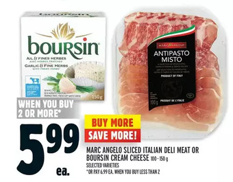 Metro Marc angelo sliced italian deli meat or boursin cream cheese offer