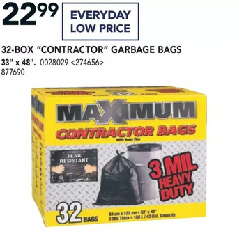 RONA 32-box "contractor" garbage bags offer