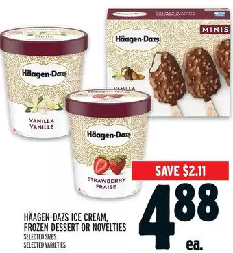 Metro Häagen-dazs ice cream, frozen dessert or novelties offer