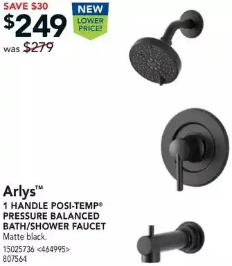 RONA Moen arlys 1 handle posi-temp pressure balanced bath/shower faucet offer