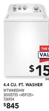 RONA Whirlpool 4.4 cu. ft. washer offer