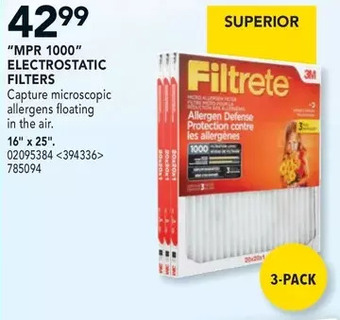 RONA 3m filtrete "mpr 1000" electrostatic filters offer