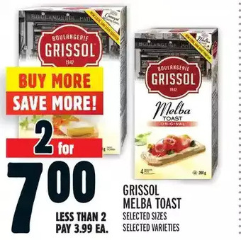 Metro Grissol melba toast offer