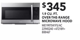 Lowe's Samsung 1.9 cu. ft. over-the-range microwave hood offer