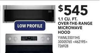 Lowe's Whirlpool 1.1 cu. ft. over-the-range microwave hood offer
