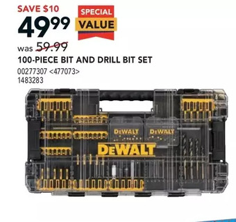 Lowe's Dewalt 100-piece bit and drill bit set offer
