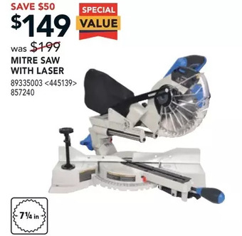 Lowe's Kobalt mitre saw with laser offer