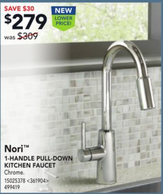 Lowe's Moen nori 1-handle pull-down kitchen faucet offer