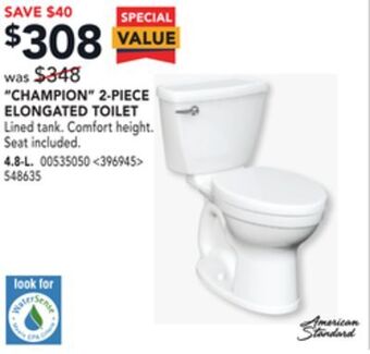 Lowe's American standard "champion" 2-piece elongated toilet offer
