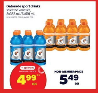 Real Canadian Superstore Gatorade sport drinks, 8x355 ml/6x591 ml offer