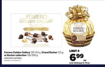 Real Canadian Superstore Ferrero golden gallery, 120-134 g, grand rocher, 125 g or rocher collection, 156/200 g offer