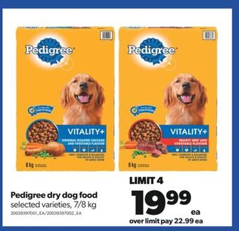 Real Canadian Superstore Pedigree dry dog food, 7/8 kg offer
