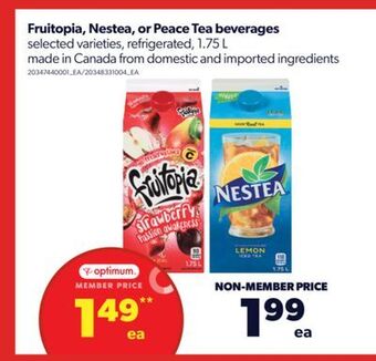 Real Canadian Superstore Fruitopia, nestea, or peace tea beverages, 1.75 l offer