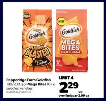 Real Canadian Superstore Pepperidge farm goldfish, 180/200 g or mega bites, 167 g offer