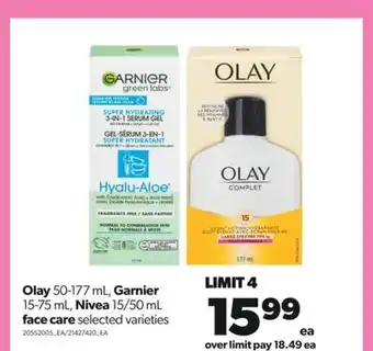 Real Canadian Superstore Olay, 50-177 ml, garnier, 15-75 ml, nivea, 15/50 ml face care offer