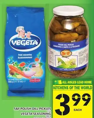 Food Basics S&f polish dill pickles or vegeta seasoning offer