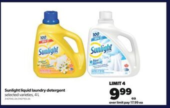 Real Canadian Superstore Sunlight liquid laundry detergent, 4 l offer