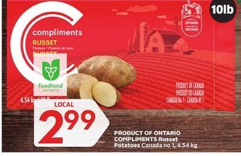 Foodland Product of compliments russet potatoes canada no 1, 4.54 kg offer