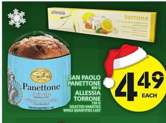 Food Basics San paolo panettone or allessia torrone offer