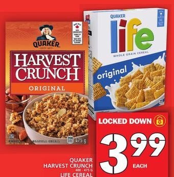 Food Basics Quaker harvest crunch or life cereal offer