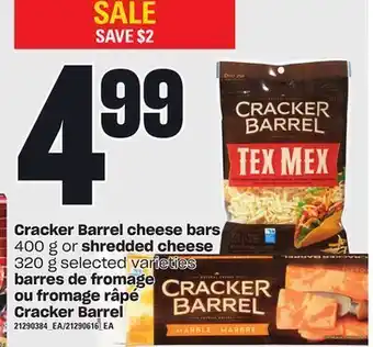 Independent Grocer Cracker barrel cheese bars, 400 g or shredded cheese, 320 g offer