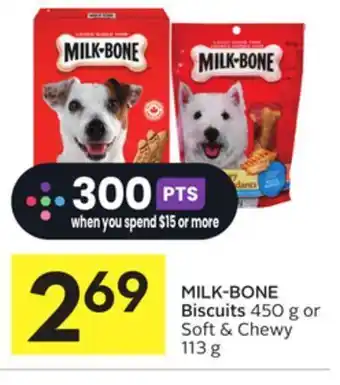 Foodland Milk-bone biscuits 450 g or soft & chewy 113 g offer