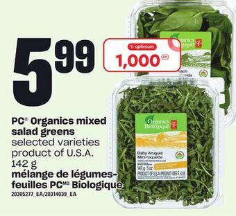 Independent Grocer Pc® organics mixed salad greens, 142 g offer