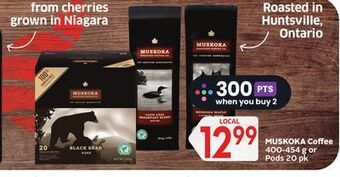 Foodland Muskoka coffee 400-454 g or pods 20 pk offer