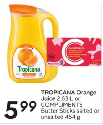Sobeys Tropicana orange juice offer