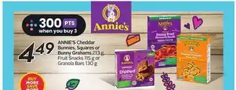 Sobeys Annie's cheddar bunnies, squares or bunny grahams offer