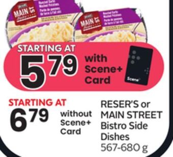 Sobeys Reser's or main street bistro side dishes offer