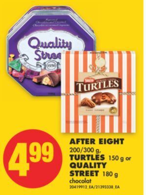 No Frills After eight, 200/300 g, turtles, 150 g or quality street, 180 g offer
