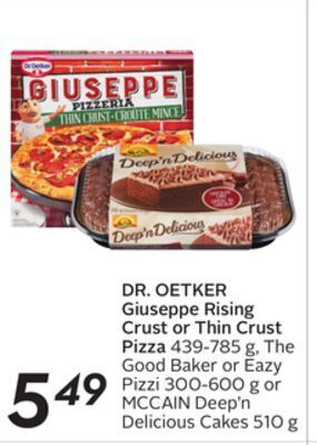 Sobeys Dr. oetker giuseppe rising crust or thin crust pizza offer