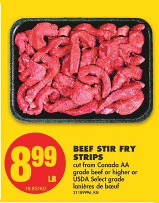 No Frills Beef stir fry strips offer