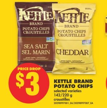 No Frills Kettle brand potato chips, 142/220 g offer